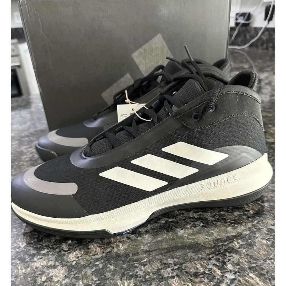 Adidas Bounce Legends Basketball Shoes Mens 12 Black Whit IE7845 Mid Top Sneaker